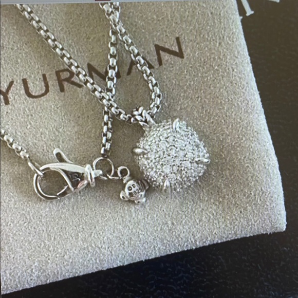 David Yurman Center Diamond Necklace In Sterling Silver